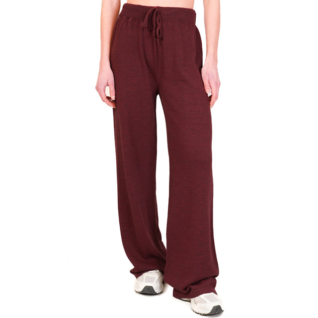 Tensione in-Pantalone misto lana con coulisse - Bordeaux