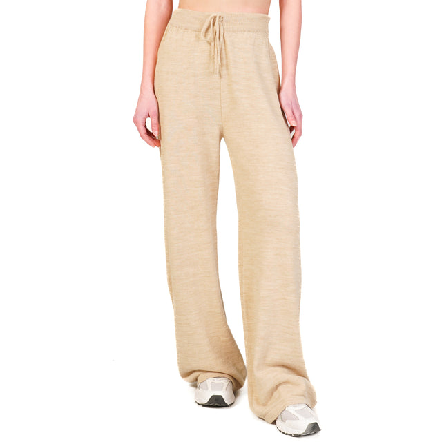 Tensione in-Pantalone misto lana con coulisse - champagne