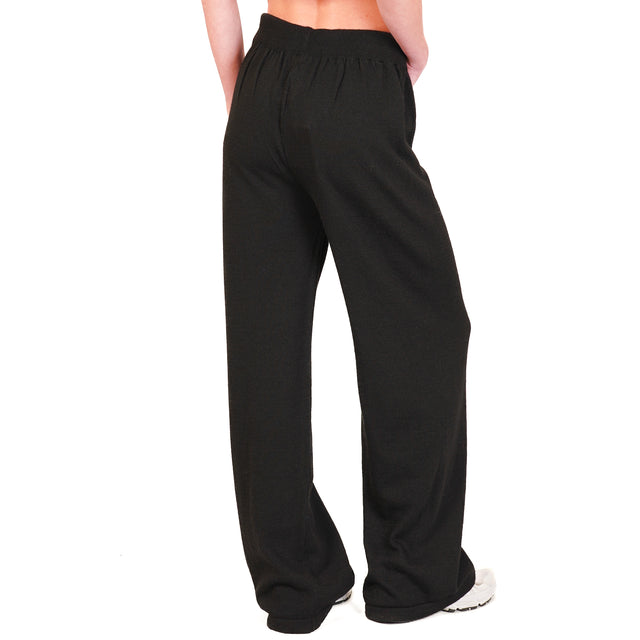 Tensione in-Pantalone misto lana con coulisse - nero