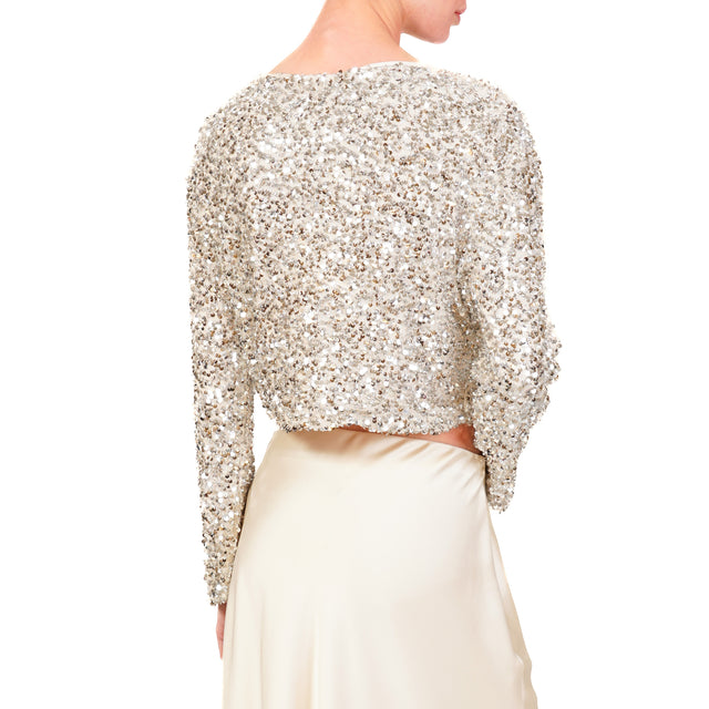 Tensione in-Blusa con paillettes - panna