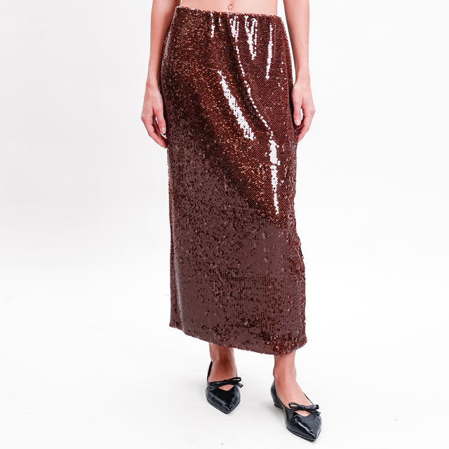 Tension in-Stretch Sequin Skirt - Dark Brown