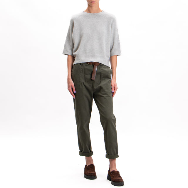 Tensione in-Pantalone elastico in vita con cintura - militare