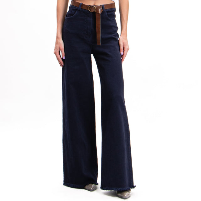 Tension in-Fringed Palazzo Pants - Blue