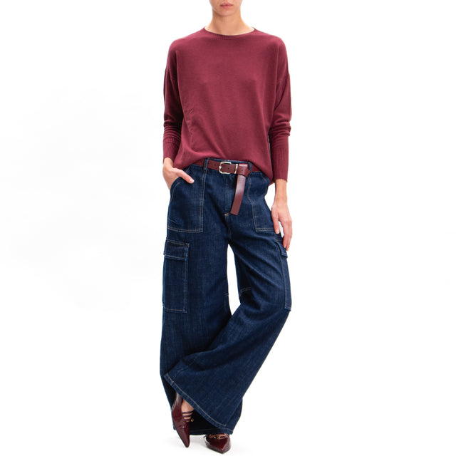 Tension in-Jeans cargo with belt - denim