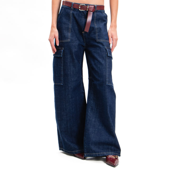 Tension in-Jeans cargo with belt - denim