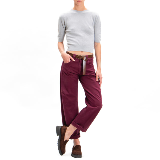 Tension in-Pantalone carrot with belt - Bordeaux