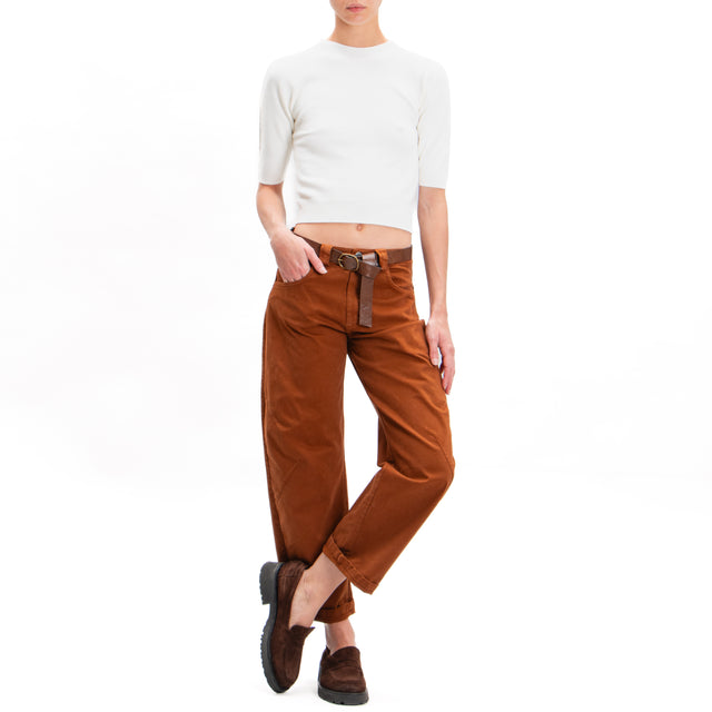 Tension in-Pantalone carrot with belt - tobacco