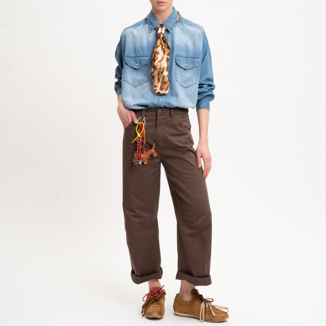 Tensione in-Camicia jeans con foulard - denim/beige/cuoio