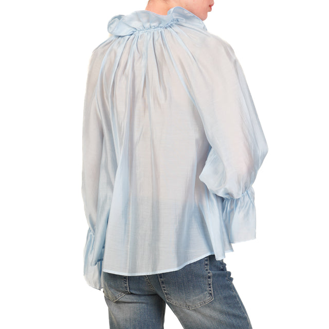 Tensione in-Blusa mussola con rouches - celeste