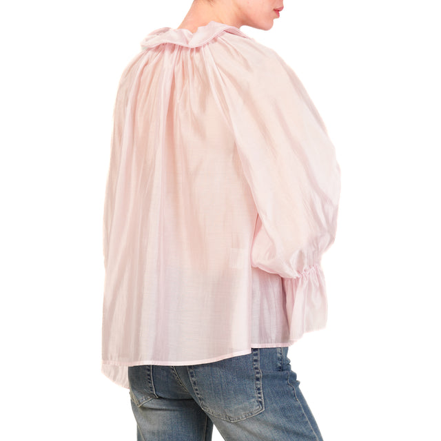 Tensione in-Blusa mussola con rouches - rosa