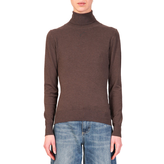 Zeroassoluto-High neck sweater - dark brown