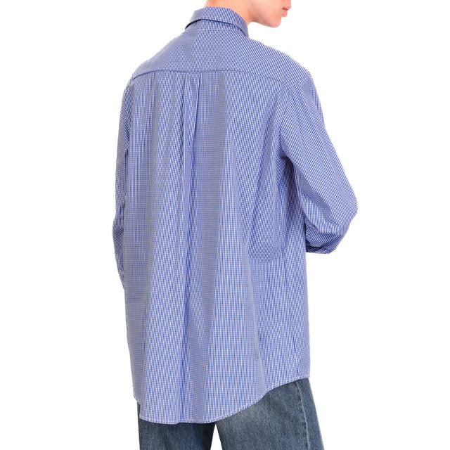 Tensione in-Camicia quadretti con cravatta - bianco/royal/blu