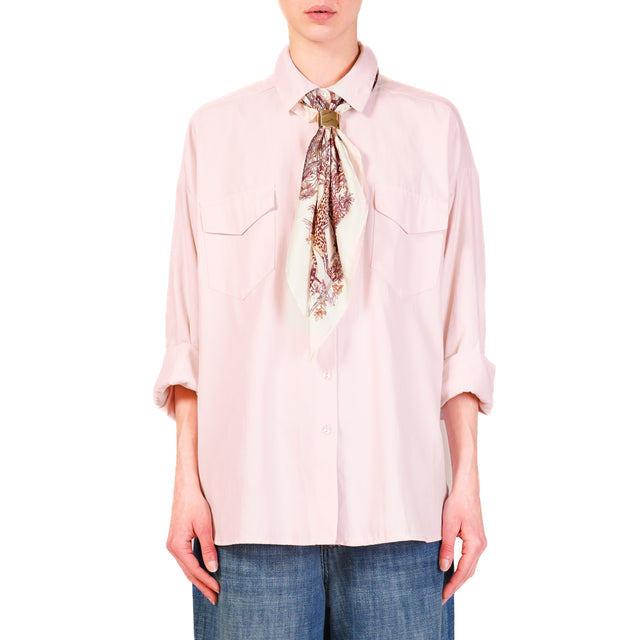 Tensione in-Camicia over con foulard - rosa