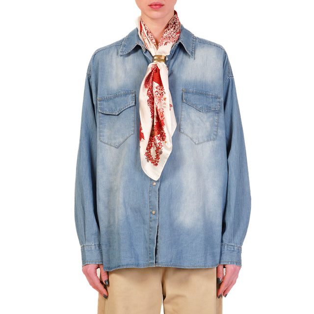 Tensione in-Camicia jeans con foulard - denim