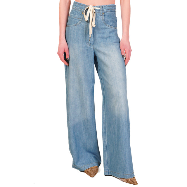 Tensione in-Jeans wide leg elastico dietro - denim