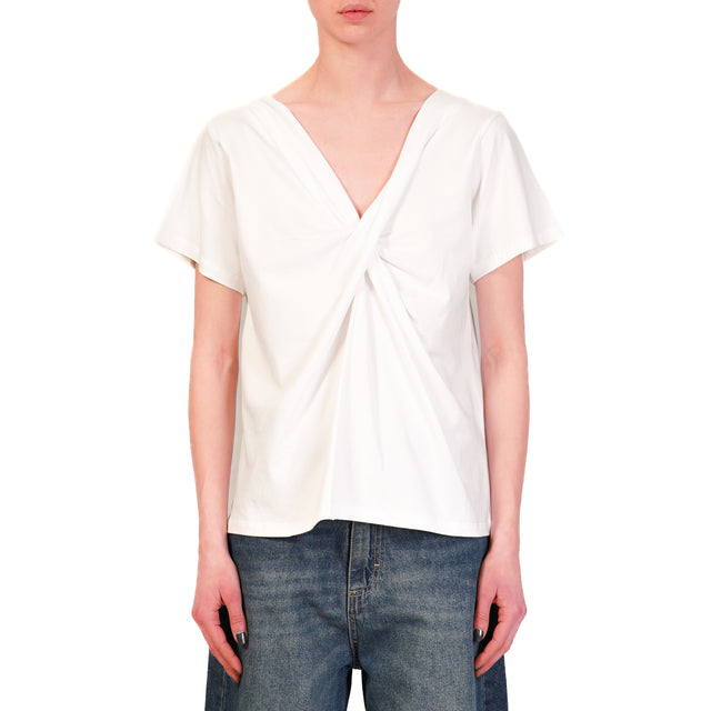 Tensione in-T-shirt scollo v - bianco