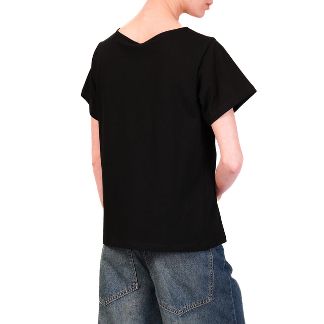 Tensione in-T-shirt scollo v - nero