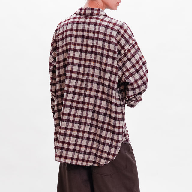 Tension in-Check shirt with pocket - sand/bordeaux