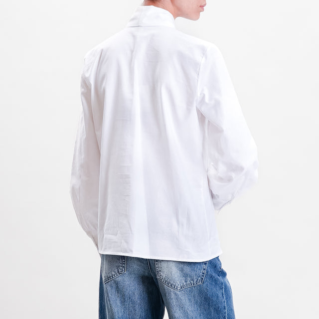 Tensione in-Camicia in cotone con fiocco - bianco