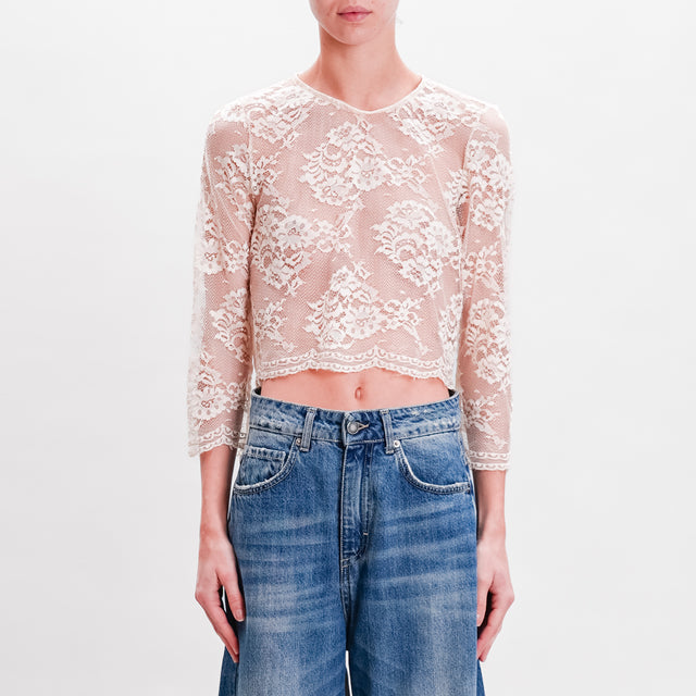 Tension in-Blouse Crop Lace - Butter