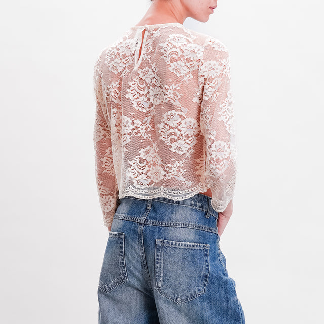 Tension in-Blouse Crop Lace - Butter