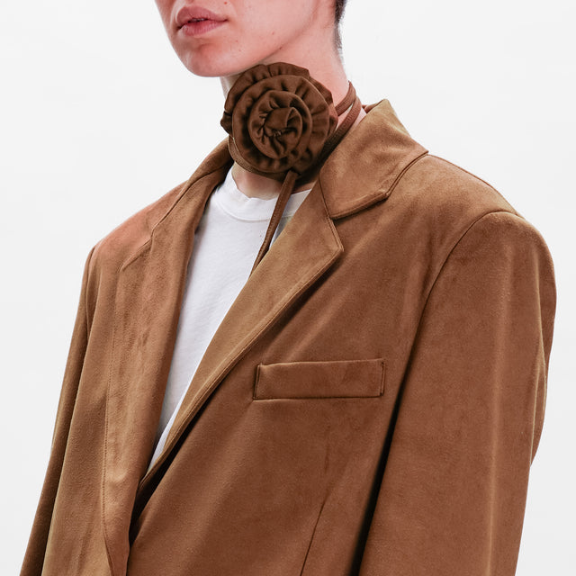 Tension in-Suede effect jacket with flower choker - leather