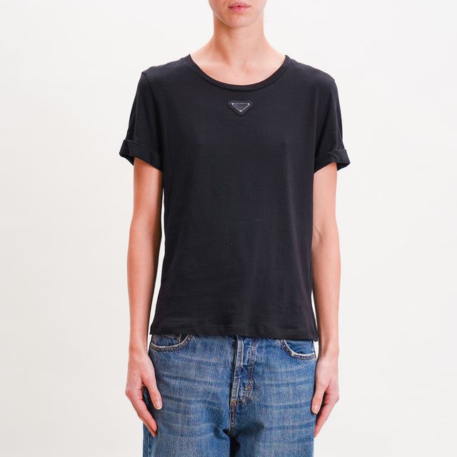 Tensione in-T-shirt cotone elasticizzata - nero