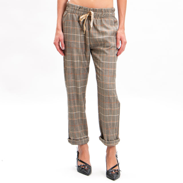 Tensione in-Pantalone principe di Galles coulisse - sand/nero/rust