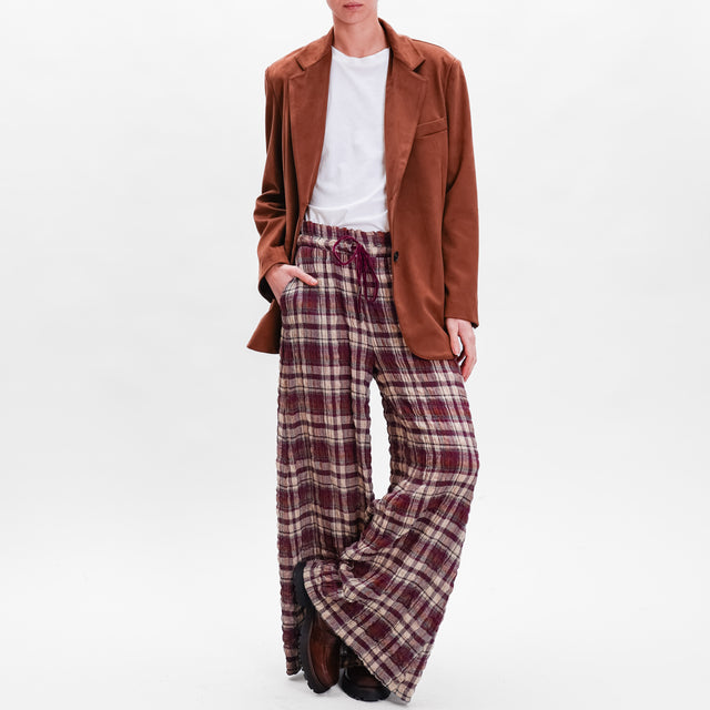 Tensione in-Pantalone check con coulisse - sand/bordeaux