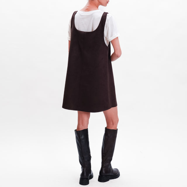 Tension in-Suede effect dress + T-shirt - dark brown