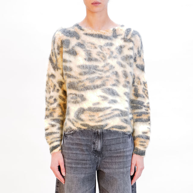 Tensione in-Maglia mohair fantasia animalier - burro