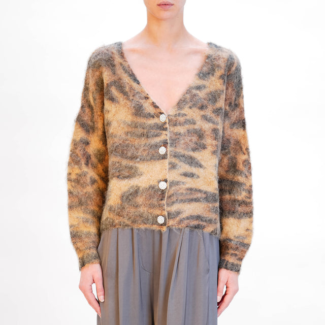 Tension in-Cardigan mohair animalier fantasy - cork