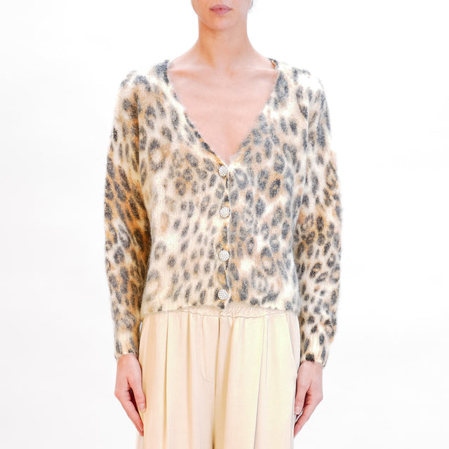 Tensione in-Cardigan mohair fantasia animalier - burro