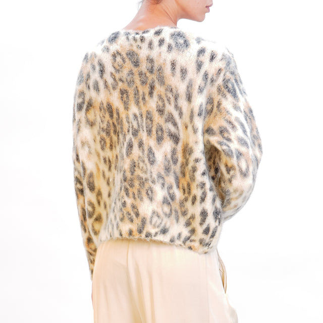 Tensione in-Cardigan mohair fantasia animalier - burro