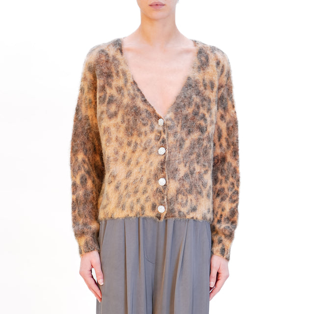 Tension in-Cardigan mohair animalier fantasy - cork