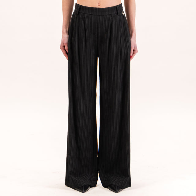Souvenir-Pantalone con pinces elastico dietro - nero