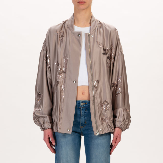 Dixie-Bomber ricami paillettes - taupe