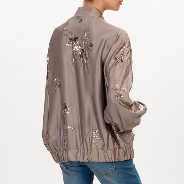 Dixie-Bomber ricami paillettes - taupe