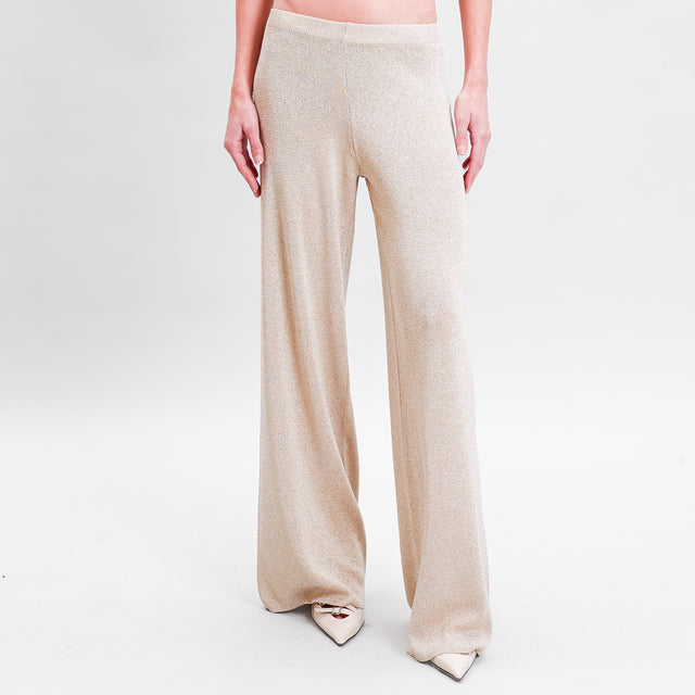 Vicolo-Pantalone lurex in maglia - oro