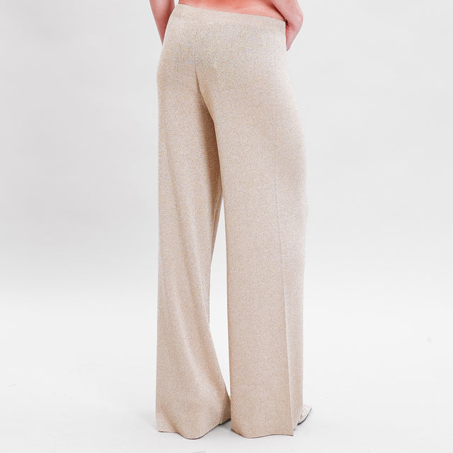 Vicolo-Pantalone lurex in maglia - oro