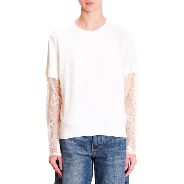 Vicolo-Maglia double fabric cashmere blend - milk/sand