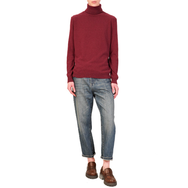 Vicolo-Maglia collo alto misto cashmere - Bordeaux