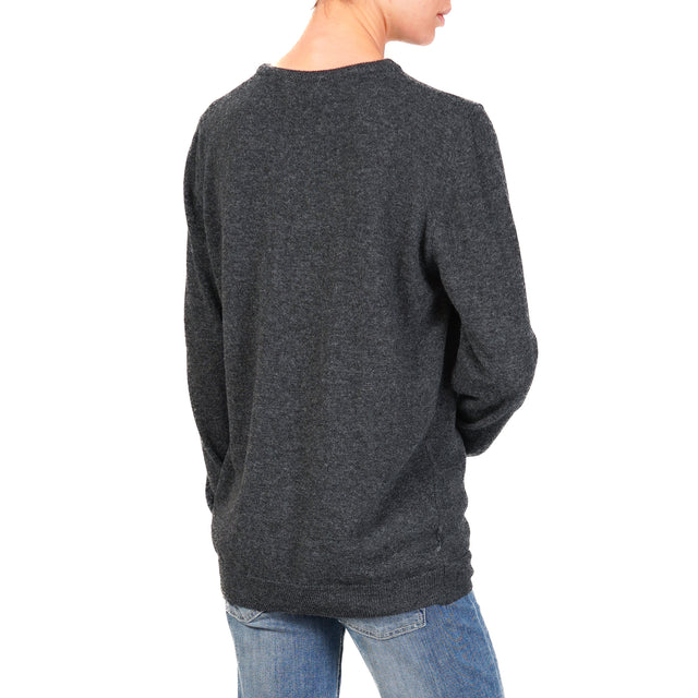 Vicolo-Maglia girocollo misto cashmere - antracite