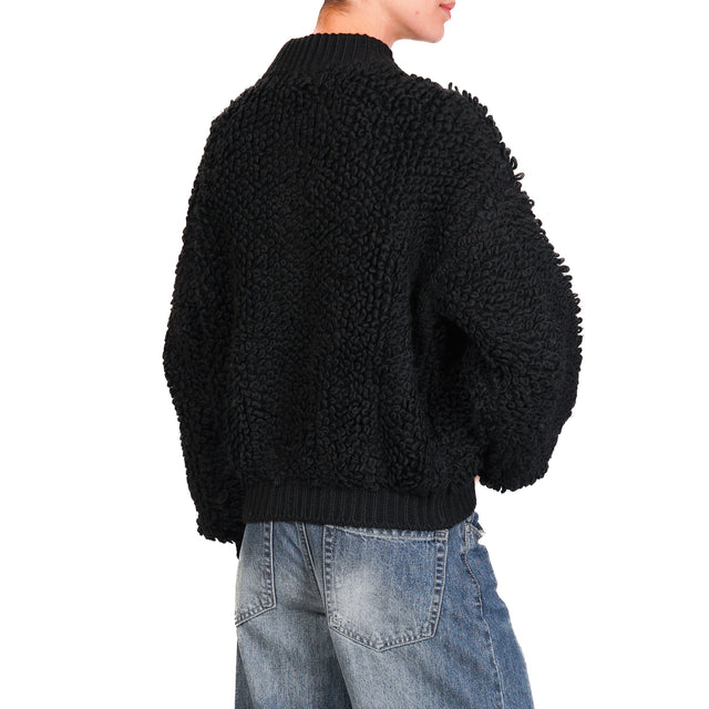 Vicolo-Bomber bouclé misto alpaca - nero