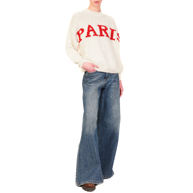 Vicolo-Maglia mohair "PARIS" - burro/rosso