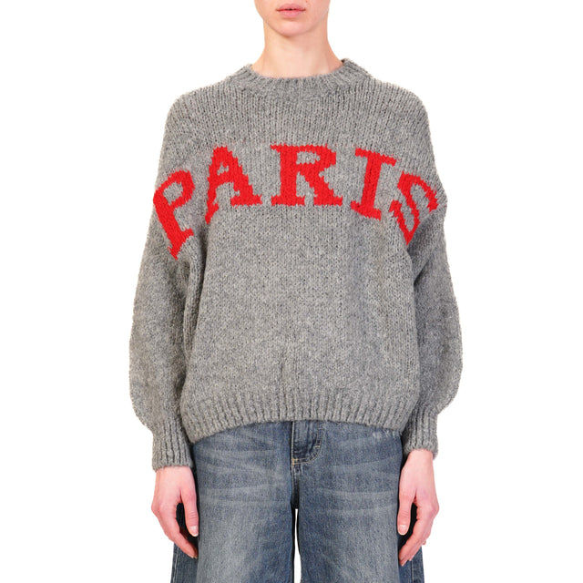 Vicolo-Maglia mohair "PARIS" - grigio/rosso