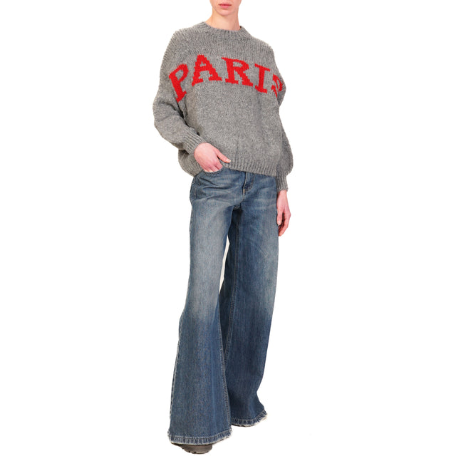 Vicolo-Maglia mohair "PARIS" - grigio/rosso