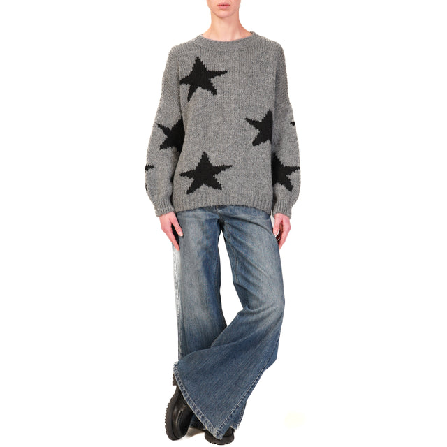 Vicolo-Maglia stelle mohair - grigio/nero