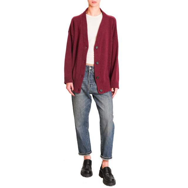 Vicolo-Cardigan over cashmere blend - Bordeaux