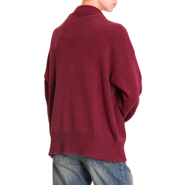 Vicolo-Cardigan over cashmere blend - Bordeaux